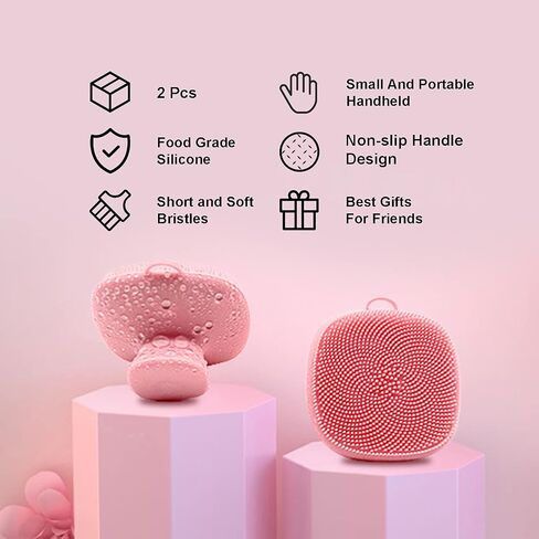 Mini Silicone Face Cleaning Brush, Manual Facial Scrubber Exfoliator Cleaning Brush Pad Soft Face Cleanser for Exfoliating and Massage Pore for All Skin Types in Saudi Arabia