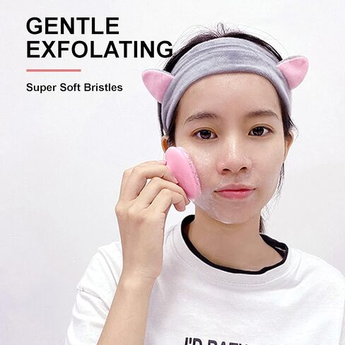 Mini Silicone Face Cleaning Brush, Manual Facial Scrubber Exfoliator Cleaning Brush Pad Soft Face Cleanser for Exfoliating and Massage Pore for All Skin Types in Saudi Arabia
