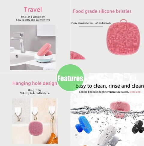 Mini Silicone Face Cleaning Brush, Manual Facial Scrubber Exfoliator Cleaning Brush Pad Soft Face Cleanser for Exfoliating and Massage Pore for All Skin Types in Saudi Arabia