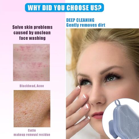 Mini Silicone Face Cleaning Brush, Manual Facial Scrubber Exfoliator Cleaning Brush Pad Soft Face Cleanser for Exfoliating and Massage Pore for All Skin Types in Saudi Arabia