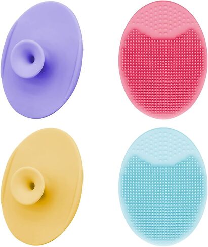 D Face Scrubber 4PCS Facial Cleansing Brush Soft Silicone Facial Exfoliator Scrub Handheld Mat Scrubber Face Wash Brush for Massage Pore Cleansing Blackhead Deep Scrubbing for All Kinds of Skins in Saudi Arabia