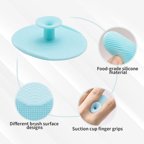 D Face Scrubber 4PCS Facial Cleansing Brush Soft Silicone Facial Exfoliator Scrub Handheld Mat Scrubber Face Wash Brush for Massage Pore Cleansing Blackhead Deep Scrubbing for All Kinds of Skins in Saudi Arabia
