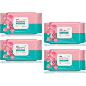 مناديل تنظيف مزيل المكياج من Epielle Rose Petal (60 منديل مبلل مسبقًا في كل عبوة) - لا تسبب الحساسية - مهدئة ومهدئة - بدون زيوت معدنية أو كحول أو كبريتات - 4 قطع (4 عبوات من بتلات الورد) in Kuwait