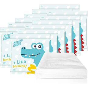 KMAKII 12 Pack Disposable Bath Towels White Soft Bath Bath Wipes Portable and Breathable Thick Bath Cloths for Travel Hotel Business Trip Size: 55"X28"