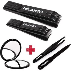 Milanto Nail Clippers – Nail Clippers for Men and Women – Professional Fingernail Clippers – Durable Stainless Steel – Includes Pocket Mirror, Tweezers, Nail File – Manicure and Pedicure Set in Kuwait