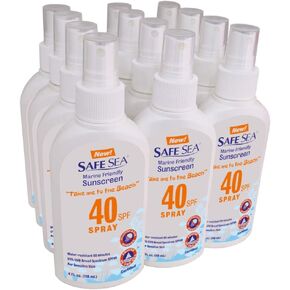 Safe Sea Sunscreen with SPF40 Spray Sunscreen. (40SPF Adults 4OZ) 12 Pack.