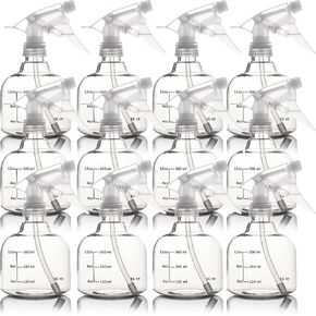 Youngever 12 Pack 16 Ounce Empty Plastic Spray Bottles, Spray Bottles for Hair and Cleaning Solutions (Black)