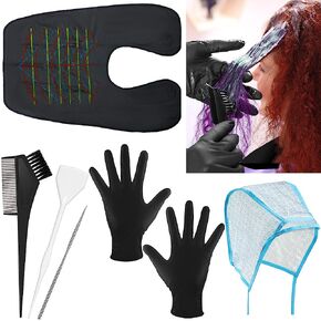 6 Pieces Hair Dyeing Cap Tools Set, Includes Hair Highlighting Cap with Dyeing Hook, Hair Dyeing Board, Hair Coloring Brush, Hair Dyeing Gloves and Waterproof Hair Cutting Cape for Home Salon Styling in Kuwait
