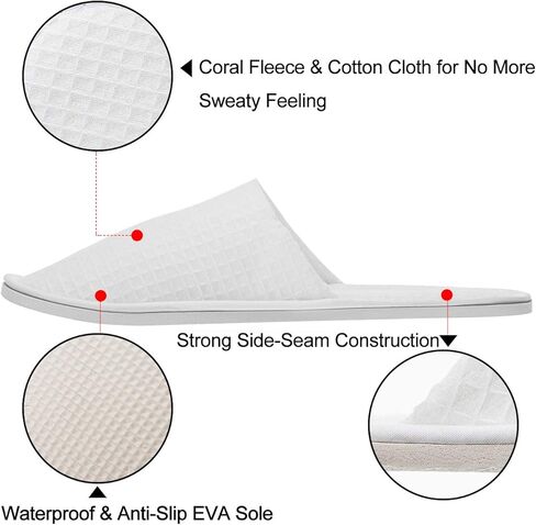 AhfuLife Spa Slippers 5/10 Pairs of Hotel Slippers, Disposable Slippers Closed-Toe Slippers, House Slippers Unisex, Bride Slippers, Non-slip slippers for Guest, Bedroom, Wedding, Party, Travel in Saudi Arabia
