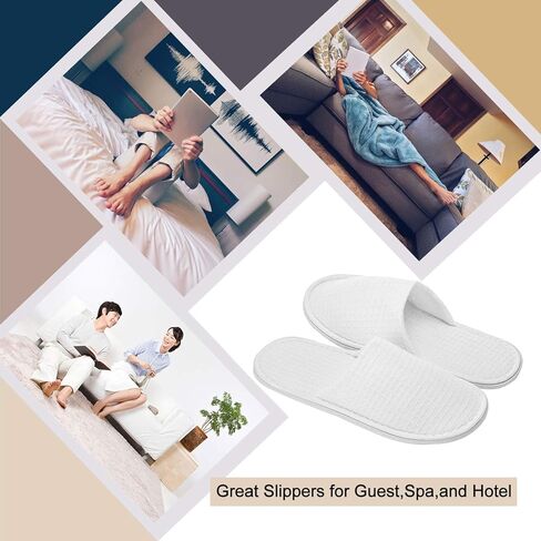 AhfuLife Spa Slippers 5/10 Pairs of Hotel Slippers, Disposable Slippers Closed-Toe Slippers, House Slippers Unisex, Bride Slippers, Non-slip slippers for Guest, Bedroom, Wedding, Party, Travel in Saudi Arabia