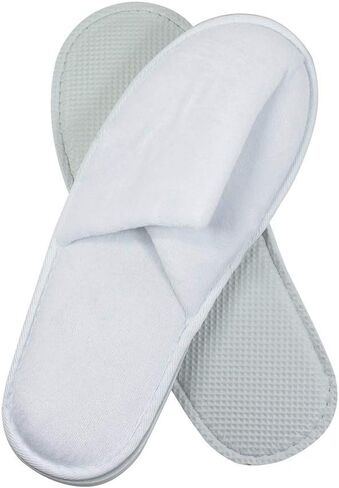 World Amenities | 10 Pairs | Premium Spa Slippers Bulk Unisex | Closed Toe, Individually Wrapped | Hotel Slippers Travel Amenities Ultra Soft, Disposable Guest Slippers - White in Kuwait