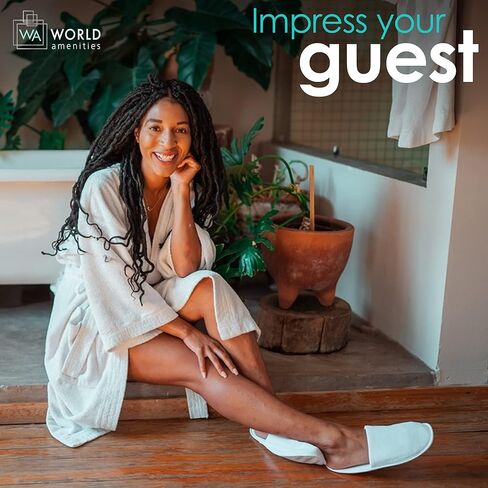 World Amenities | 10 Pairs | Premium Spa Slippers Bulk Unisex | Closed Toe, Individually Wrapped | Hotel Slippers Travel Amenities Ultra Soft, Disposable Guest Slippers - White in Kuwait