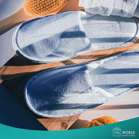 World Amenities | 10 Pairs | Premium Spa Slippers Bulk Unisex | Closed Toe, Individually Wrapped | Hotel Slippers Travel Amenities Ultra Soft, Disposable Guest Slippers - White in Kuwait