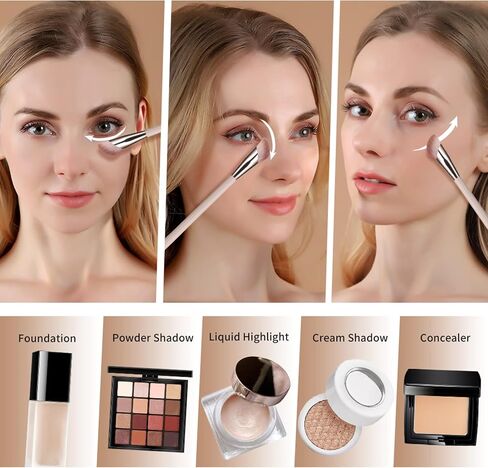 Bethy Beauty Angled Under Eye Concealer Brush, Finger Shape Nose Contour Makeup Brush for Liquid and Cream Blending and Diffusing,Small Foundation Brush Cosmtic Tool Smooth Canvas in Saudi Arabia