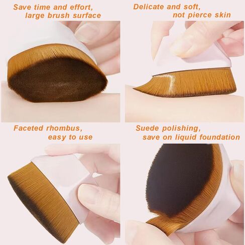 4 Pack Foundation Makeup Brush for Blending Liquid Cream Flawless Powder Face Blush with Protective Case(Black and Pink, Hexagon Kabuki Brush) in Kuwait