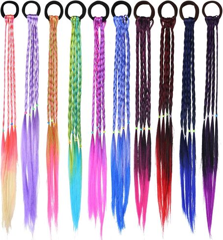 10 عبوات من وصلات الشعر الملونة للأطفال، وصلات شعر للضفائر، وصلات شعر ذيل الحصان، وصلات شعر مضفرة، وصلات شعر مضفرة، وصلات شعر مضفرة، قطع شعر يومية مجنونة للفتيات المراهقات in Kuwait