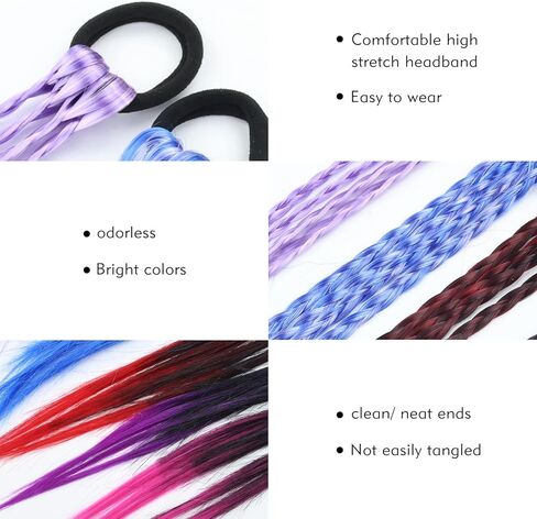 10 عبوات من وصلات الشعر الملونة للأطفال، وصلات شعر للضفائر، وصلات شعر ذيل الحصان، وصلات شعر مضفرة، وصلات شعر مضفرة، وصلات شعر مضفرة، قطع شعر يومية مجنونة للفتيات المراهقات in Kuwait