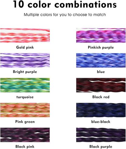 10 عبوات من وصلات الشعر الملونة للأطفال، وصلات شعر للضفائر، وصلات شعر ذيل الحصان، وصلات شعر مضفرة، وصلات شعر مضفرة، وصلات شعر مضفرة، قطع شعر يومية مجنونة للفتيات المراهقات in Kuwait