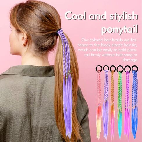 10 عبوات من وصلات الشعر الملونة للأطفال، وصلات شعر للضفائر، وصلات شعر ذيل الحصان، وصلات شعر مضفرة، وصلات شعر مضفرة، وصلات شعر مضفرة، قطع شعر يومية مجنونة للفتيات المراهقات in Kuwait