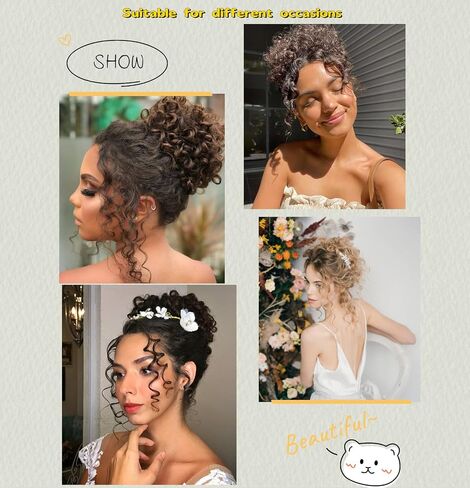 Messy Hair Bun Hair Piece for Women,Drawstring Large Wave Curly Bun Short Synthetic Natural Loose Ponytail Extension Messy Bun Scrunchie Hair Pieces for Updos Daily Use (8#/Mixed Brown) in Saudi Arabia