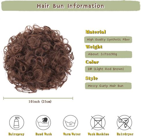 Messy Hair Bun Hair Piece for Women,Drawstring Large Wave Curly Bun Short Synthetic Natural Loose Ponytail Extension Messy Bun Scrunchie Hair Pieces for Updos Daily Use (8#/Mixed Brown) in Saudi Arabia