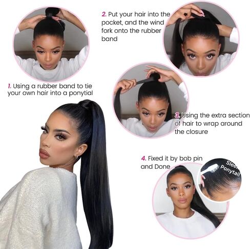 1Pc Long Straight Ponytail Extensions Wrap Around Ponytail 22 Inch Straight Pony Tail Synthetic Hair Piece Clip in Ponytail Hair Extensions Hairpiece for Women Girls in Saudi Arabia