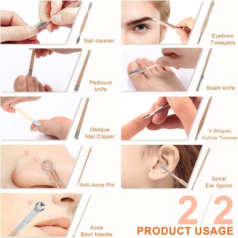 مجموعة العناية بالاظافر والباديكير، مجموعة العناية الشخصية الاحترافية من الستانلس ستيل بلون ذهبي وردي، ادوات العناية بالاظافر 18 في 1 مع شنطة سفر جلدية فاخرة للرجال والنساء in Kuwait