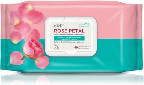 مناديل تنظيف مزيل المكياج من Epielle Rose Petal (60 منديل مبلل مسبقًا في كل عبوة) - لا تسبب الحساسية - مهدئة ومهدئة - بدون زيوت معدنية أو كحول أو كبريتات - 4 قطع (4 عبوات من بتلات الورد) in Kuwait