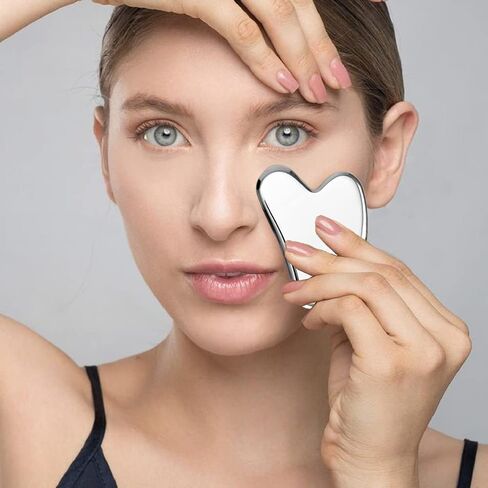 اول شو اداة تدليك الوجه غوا شا من الستانلس ستيل لرفع وشد الوجه، اداة غوا شا الاصلية للعناية بالبشرة والتصريف اللمفاوي in Kuwait