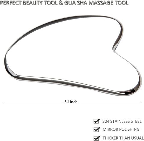 اول شو اداة تدليك الوجه غوا شا من الستانلس ستيل لرفع وشد الوجه، اداة غوا شا الاصلية للعناية بالبشرة والتصريف اللمفاوي in Kuwait