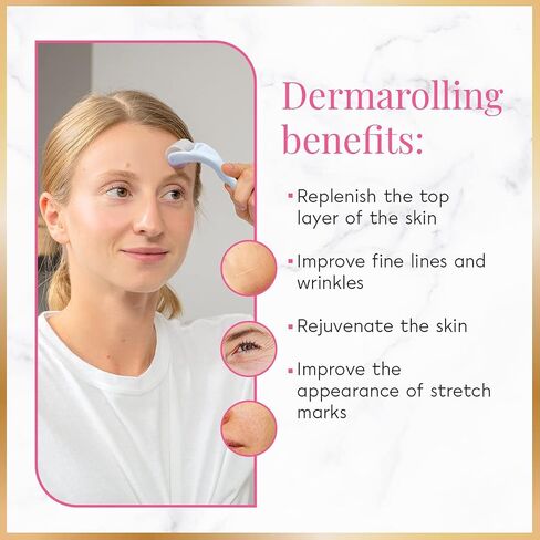 Derma Roller Kit (0.25mm) And Gua Sha Gift Set - 2 In 1 Derma Roller Kit Massager And Skin Care Tools For Face, Neck, Eyes - Facial Roller And Massager - Great Birthday, Valentines Day Gift for Women in Saudi Arabia
