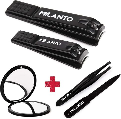 Milanto Nail Clippers – Nail Clippers for Men and Women – Professional Fingernail Clippers – Durable Stainless Steel – Includes Pocket Mirror, Tweezers, Nail File – Manicure and Pedicure Set in Kuwait