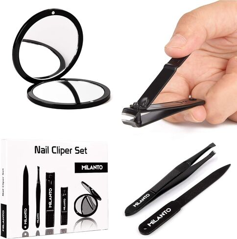 Milanto Nail Clippers – Nail Clippers for Men and Women – Professional Fingernail Clippers – Durable Stainless Steel – Includes Pocket Mirror, Tweezers, Nail File – Manicure and Pedicure Set in Kuwait