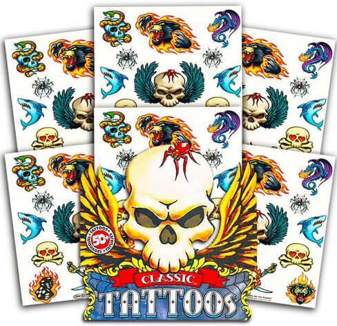 Savvi American Traditional Temporary Tattoos Pack ~ 50 Count Classic Tattoos in Saudi Arabia