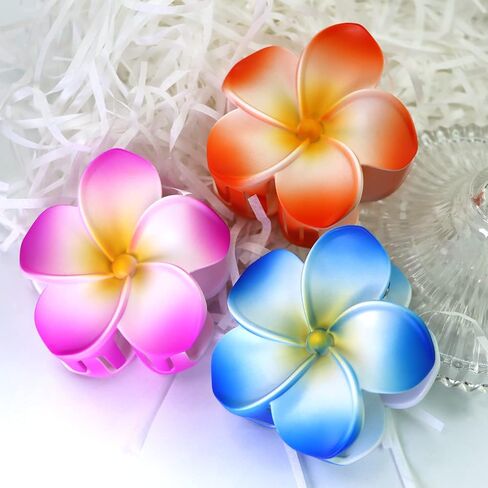 8pcs Flower Claw Clip Flower Hair Clips Hawaiian Hair Clips Large Cute Claw Clip Daisy Hair Clips Strong Hold Nonslip Hawaii Clips Plumeria Hair Barrettes for Women Girls Friend Gift in Saudi Arabia