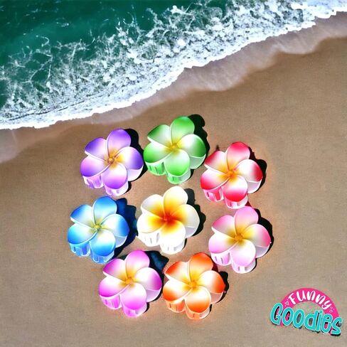 8pcs Flower Claw Clip Flower Hair Clips Hawaiian Hair Clips Large Cute Claw Clip Daisy Hair Clips Strong Hold Nonslip Hawaii Clips Plumeria Hair Barrettes for Women Girls Friend Gift in Saudi Arabia