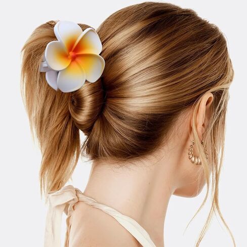 8pcs Flower Claw Clip Flower Hair Clips Hawaiian Hair Clips Large Cute Claw Clip Daisy Hair Clips Strong Hold Nonslip Hawaii Clips Plumeria Hair Barrettes for Women Girls Friend Gift in Saudi Arabia