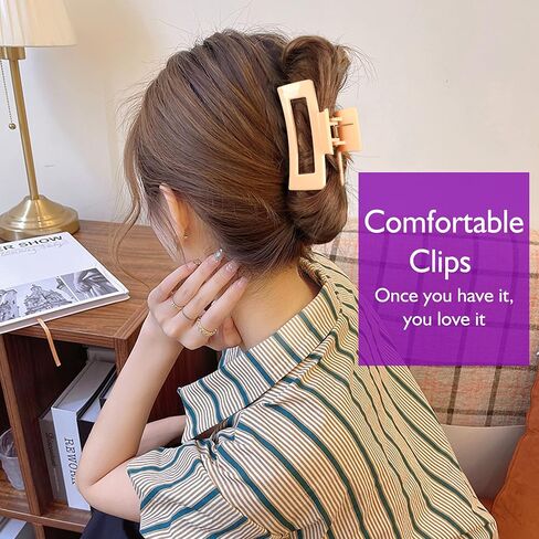 Hair Clips for Women – 12 Pcs Hair Claw Clips for Thick Hair & Thin Hair 2 Styles Square & D-Shape 3.5" Medium Large Claw Clips for Women, Girls – Strong Hold Non-Slip French Hair Styling Accessories in Saudi Arabia