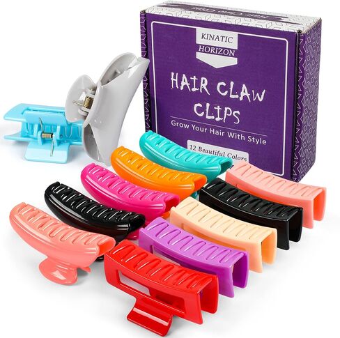 Hair Clips for Women – 12 Pcs Hair Claw Clips for Thick Hair & Thin Hair 2 Styles Square & D-Shape 3.5" Medium Large Claw Clips for Women, Girls – Strong Hold Non-Slip French Hair Styling Accessories in Saudi Arabia