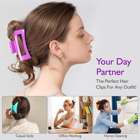 Hair Clips for Women – 12 Pcs Hair Claw Clips for Thick Hair & Thin Hair 2 Styles Square & D-Shape 3.5" Medium Large Claw Clips for Women, Girls – Strong Hold Non-Slip French Hair Styling Accessories in Saudi Arabia