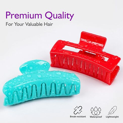 Hair Clips for Women – 12 Pcs Hair Claw Clips for Thick Hair & Thin Hair 2 Styles Square & D-Shape 3.5" Medium Large Claw Clips for Women, Girls – Strong Hold Non-Slip French Hair Styling Accessories in Saudi Arabia