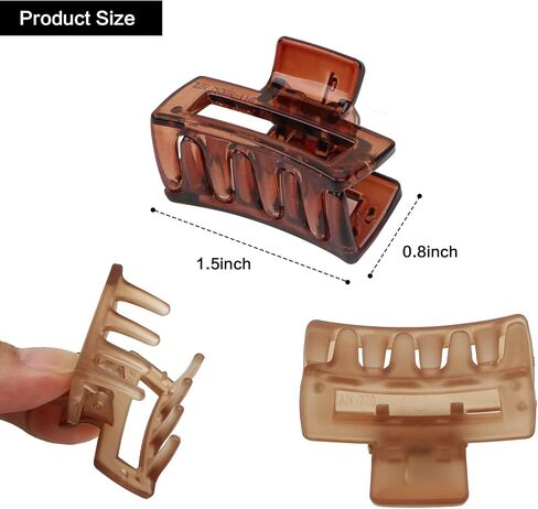 12 PCS Hair Claw Clips, Small Hair Clips for Women Girls, Mini Square Claw Clips, Rectangle Tiny Hair Jaw Clips, Non-slip Banana Clips Barrettes for Thin/ Medium Hair in Saudi Arabia