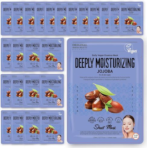 Original Derma Beauty Collagen Face Masks 24 PK Vegan Intense Hydrating Avocado Face Mask Skin Care Sheet Masks Set for Beauty & Personal Care Korean Face Mask in Kuwait