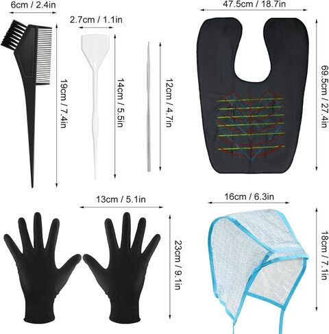 6 Pieces Hair Dyeing Cap Tools Set, Includes Hair Highlighting Cap with Dyeing Hook, Hair Dyeing Board, Hair Coloring Brush, Hair Dyeing Gloves and Waterproof Hair Cutting Cape for Home Salon Styling in Kuwait