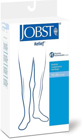 JOBST جوارب ضغط عالية للفخذ 15-20 مم زئبق، مقدمة مفتوحة مع شريط منقط من السيليكون، صغير الحجم متوسط، بيج in Saudi Arabia
