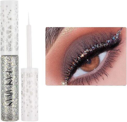 Hacaus 1PCS Glitter Liquid Eyeliner Shimmer Eye Liner Long Lasting Eyeshadow Women Makeup Symphony Silver Color 02 in Saudi Arabia