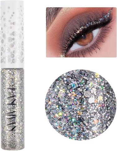 Hacaus 1PCS Glitter Liquid Eyeliner Shimmer Eye Liner Long Lasting Eyeshadow Women Makeup Symphony Silver Color 02 in Saudi Arabia