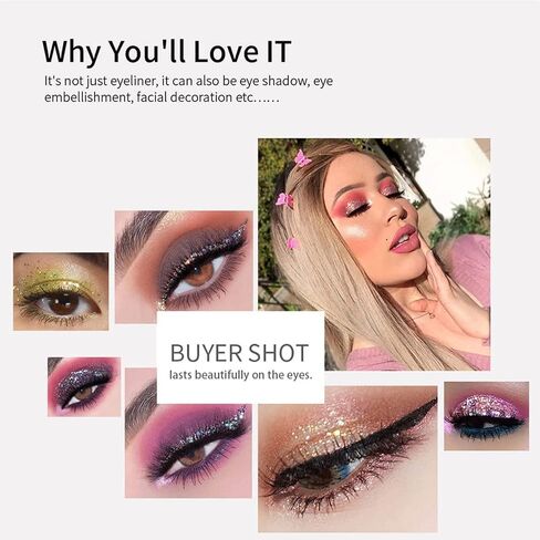 Hacaus 1PCS Glitter Liquid Eyeliner Shimmer Eye Liner Long Lasting Eyeshadow Women Makeup Symphony Silver Color 02 in Saudi Arabia