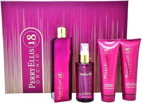 Perry Ellis Fragrances Perry ellis 18 orchid for women - 4-piece gift set, 3.4 Fl Ounce in Saudi Arabia