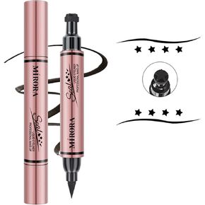 Eyeliner Stamp - Winged Eyeliner Stamp for All Eye Shapes, Easy Cat Eye Stencil Makeup Tool, SmudgeProof & Waterproof Liquid Eye liner Pen, Star Stamp (10MM, Black)